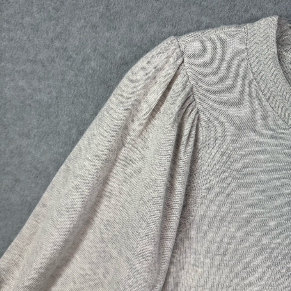 LILLA P Rib Trim Puff Sleeve Sweater Heather Gray Size XS Cotton Modal‎ - Picture 6 of 14